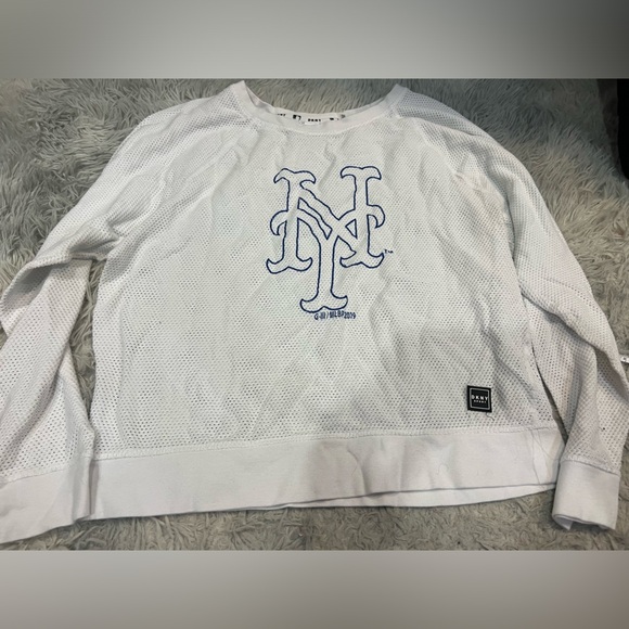 DKNY Sports White Mesh NY Mets Pullover Size L - Picture 1 of 7